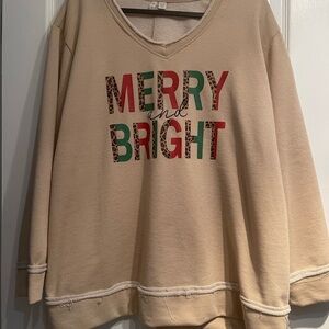 Cato Cream Holiday Sweatshirt with Festive Print